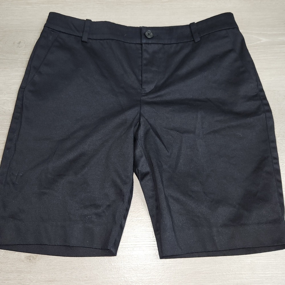 Lauren Ralph Lauren Shorts Womens Size 6p Black Cotton Stretch Chino Flat Front‎